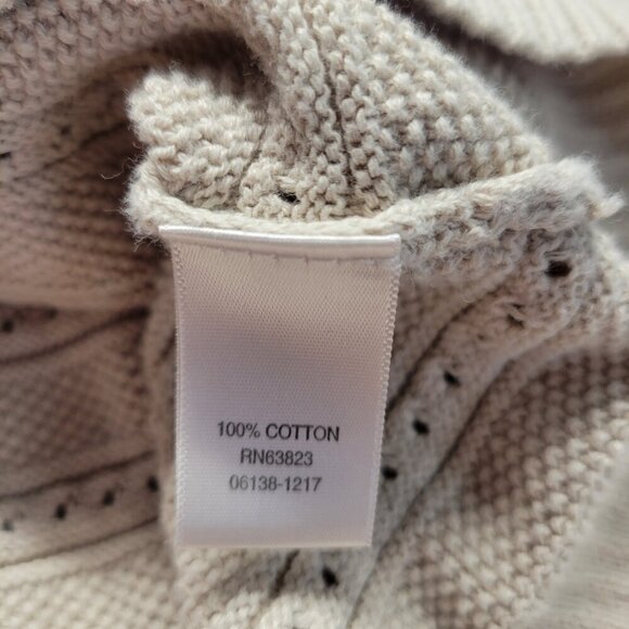 CJ Banks 1X Beige Crewneck Quarter Sleeve Clear Gem Button Up Knit Cardigan - Picture 11 of 12